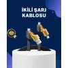 Örgülü Tasarım 4’ü 1 Arada USB-C Lightning Hızlı Şarj Kablosu