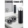 Paslanmaz Çelik 3’lü Termos Seti Vakumlu ve 8 Saat Isı Koruma