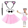Pembe Renk Kedi Kostüm Seti - Tütü, Taç, Papyon, Kuyruk