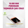 Powerbank 10000 mAh – Çift USB Çıkışlı, Type-C Girişli, Şık Beyaz Tasarım