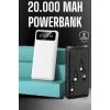 Powerbank 20.000 Mah Dijital Göstergeli LCD Ekran Uzun Pil Ömrü