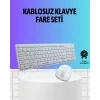 Q Klavye Beyaz Klavye Ve Mouse Seti Kablosuz USB Girişli