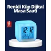 Renk Değiştiren LED Alarmlı Dijital Küp Masa Saati