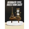 Retro Eyfel Kulesi Ve Kum Saati Dekoratif Ahşap Görünümlü Masa Biblosu