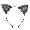 Siyah Kedi Dantel Taç + Eldiven Seti – Parti, Dans ve Kostüm Kombini