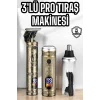 Tıraş Makinesi Üç Başlıklı Saç Sakal ve Vücut Tıraşına Uygun