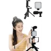 Tripod Telefon Tutucu Kumandalı Mikrofon Led Işık Vlog Video Kayıt