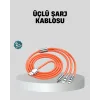 ÜÇLÜ Şarj Kablosu – Yüksek Hızlı, Dayanıklı ve Uzun Ömürlü