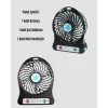 USB Girişli Taşınabilir Masaüstü Mini Fan – 3 Kademeli Hız, Şarjlı, Işıklı, Sessiz Çalışma