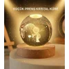 USB LED 3D Küçük Prens Kristal Küre Ahşap Standlı Gece Lambası