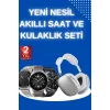 Yeni Nesil Sesli Görüşme Akıllı Saat ve Powerbank Çoklu Şarj Girişli Bluetooth Kulaklık Nabız Ölçer