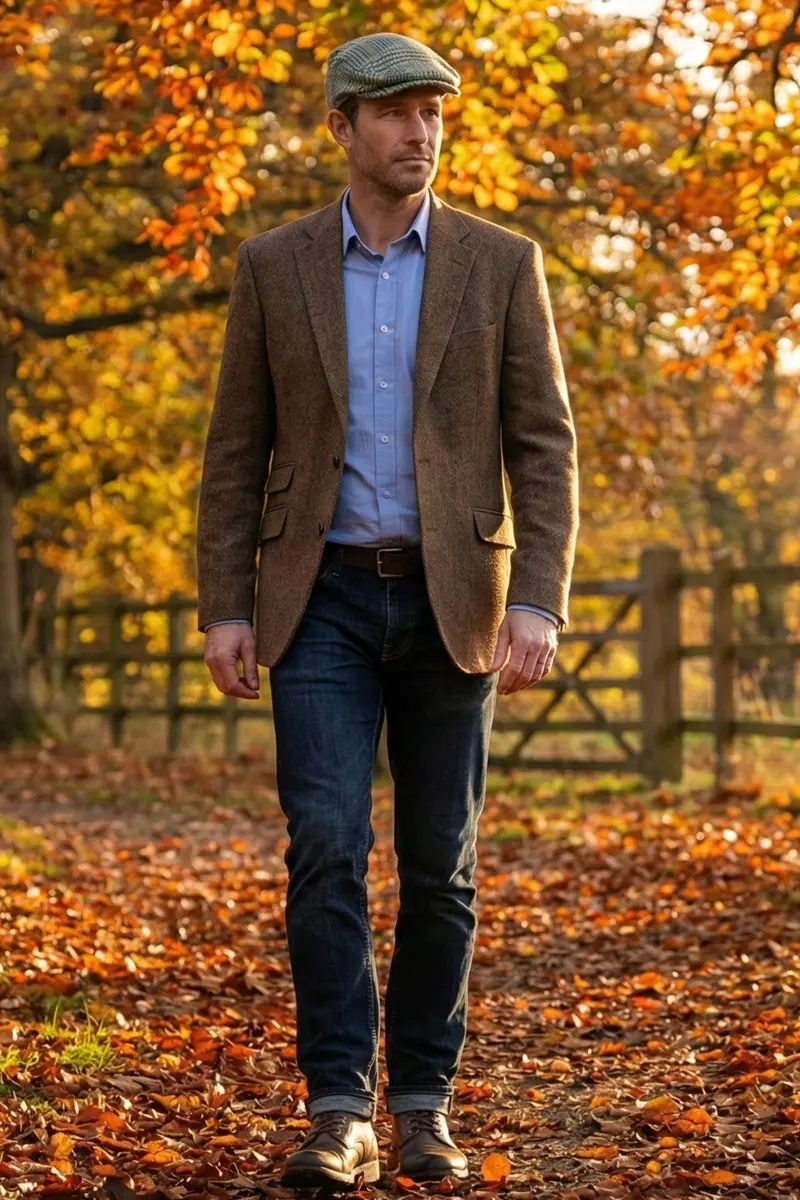 Klasik İngiliz Tarzı Yeşil Ekose Yün Kasket-9993