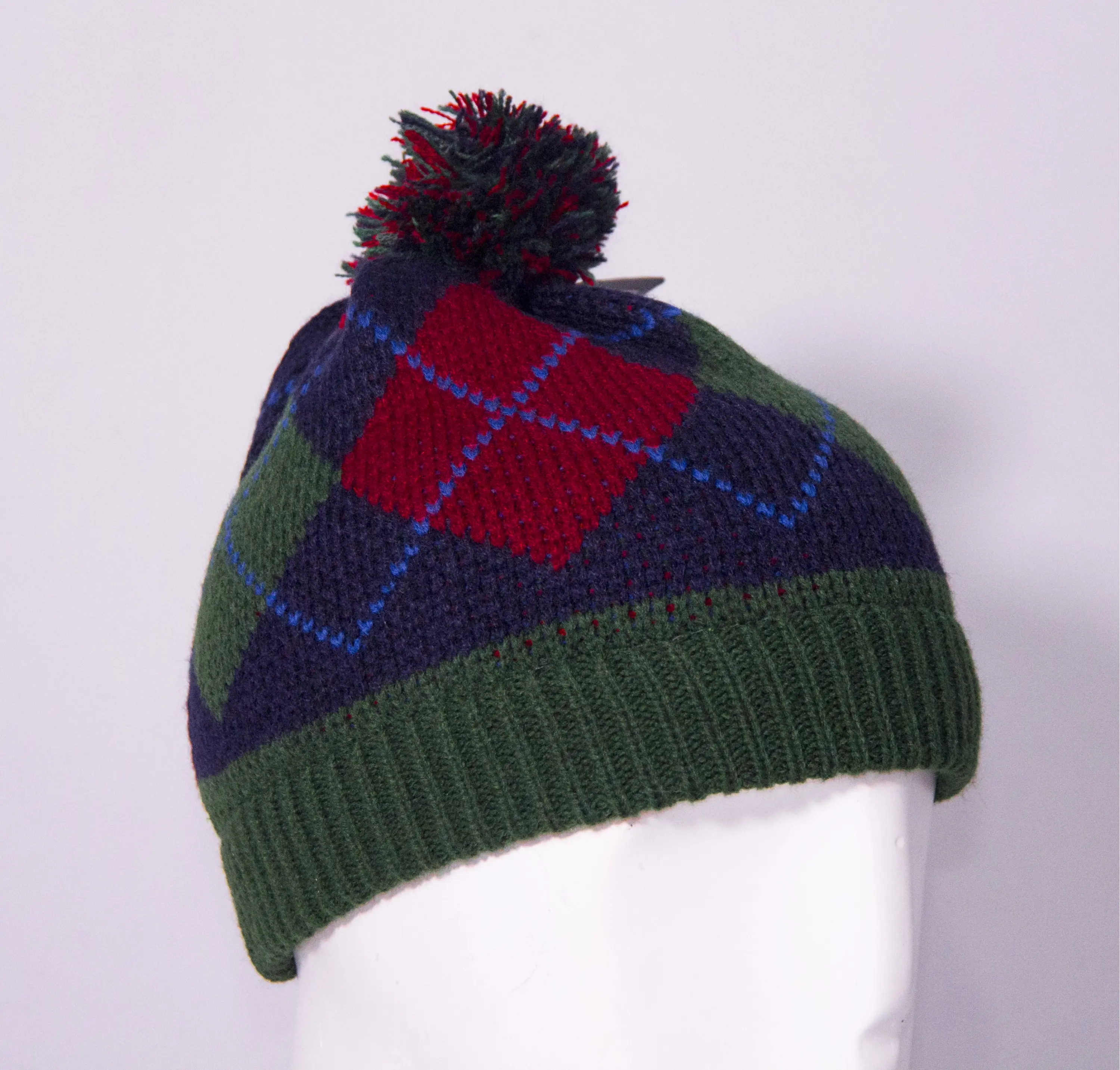 Rengarenk Argyle Desenli Ponponlu Çocuk Beresi-6407