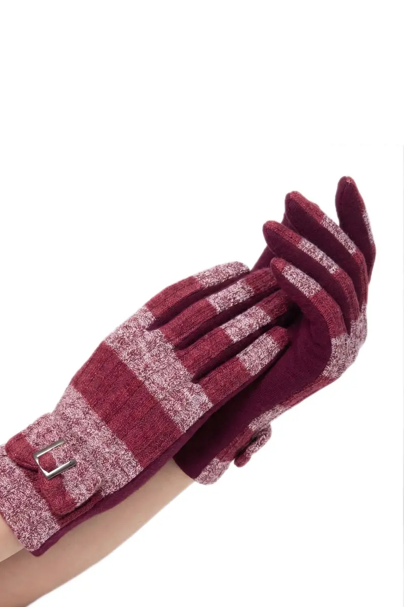 Şık Tokalı pamuk Dokulu Kadın Eldiven 6295
