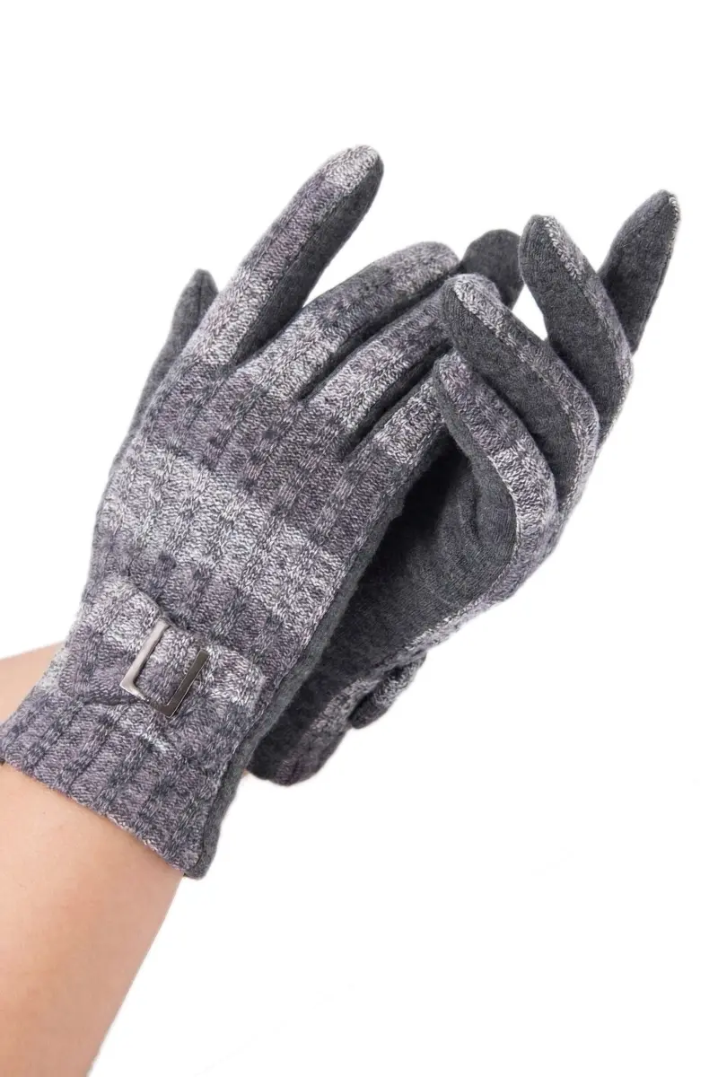 Şık Tokalı pamuk Dokulu Kadın Eldiven 6295