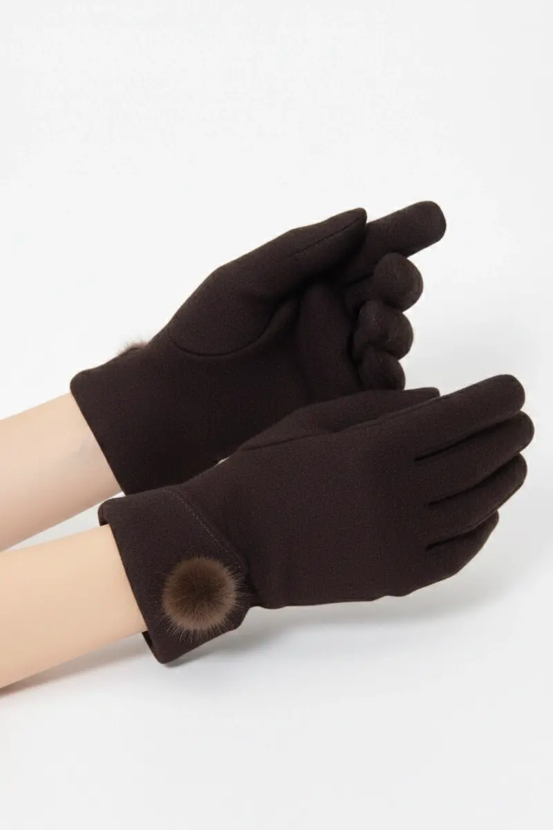 BAY ŞAPKACI - Lüks Tasarım Ponponlu Kadın Eldiven - Kışlık Sıcak Tutan Şık Aksesuar-5059