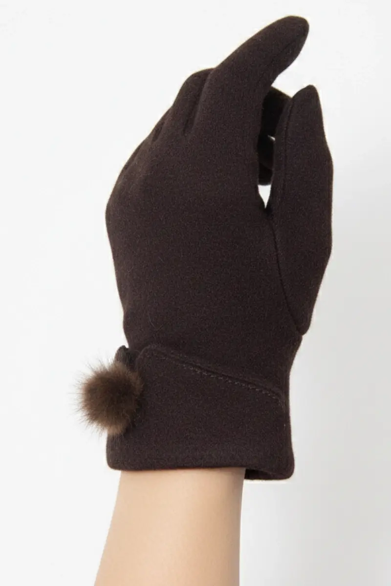 BAY ŞAPKACI - Lüks Tasarım Ponponlu Kadın Eldiven - Kışlık Sıcak Tutan Şık Aksesuar-5059