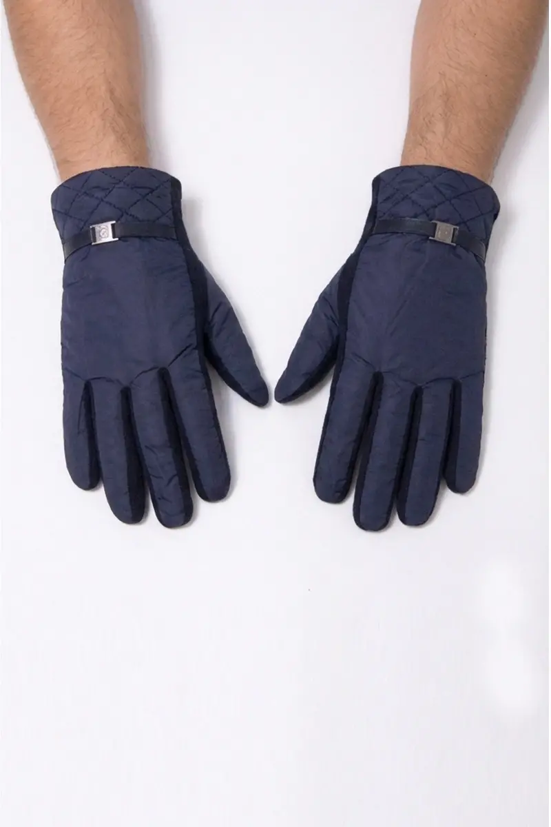 Erkek Kapitone Desenli Kışlık Eldiven - Metal Toka Detaylı Şık Tasarım-8154