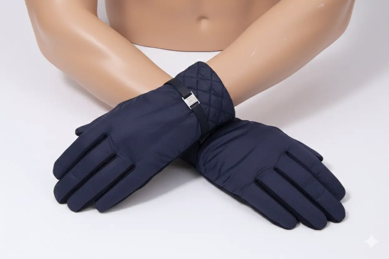 Erkek Kapitone Desenli Kışlık Eldiven - Metal Toka Detaylı Şık Tasarım-8154