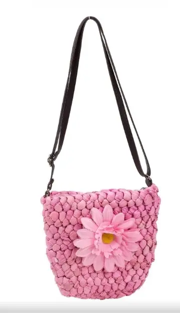 Bay Şapkacı - Papatya Detaylı Örgü Kız Çocuk Çapraz Çanta-7030