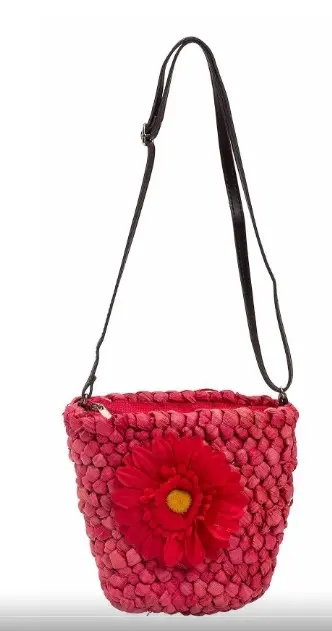 Bay Şapkacı - Papatya Detaylı Örgü Kız Çocuk Çapraz Çanta-7030