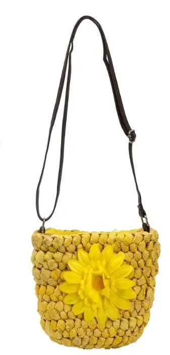 Bay Şapkacı - Papatya Detaylı Örgü Kız Çocuk Çapraz Çanta-7030