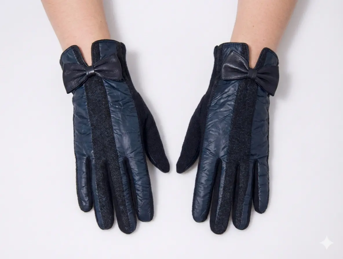 Bay Şapkacı - Zarif Fiyonk Detaylı, İçi Peluş Şık Kadın Kışlık Eldiven 6297