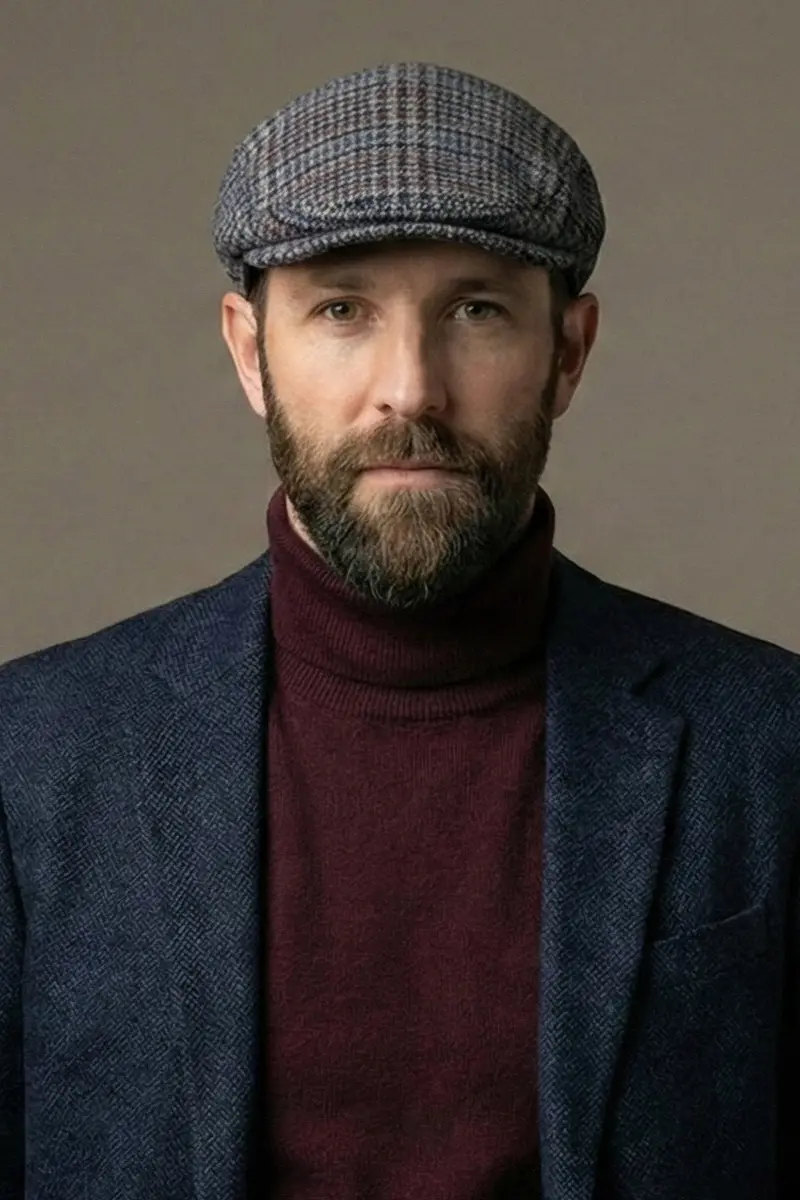 Bay Şapkacı - Klasik Tüvit Dokulu Erkek Kasket Şapka - İngiliz Tarzı Kışlık Şapka