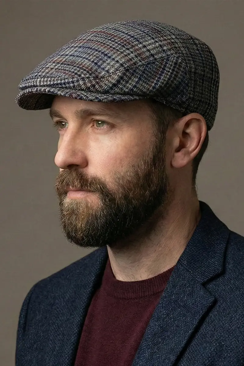 Bay Şapkacı - Klasik Tüvit Dokulu Erkek Kasket Şapka - İngiliz Tarzı Kışlık Şapka