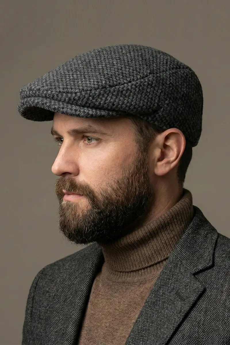 Bay Şapkacı %100 Yün Premium Kasket - Arkası Lastikli Esnek Beden