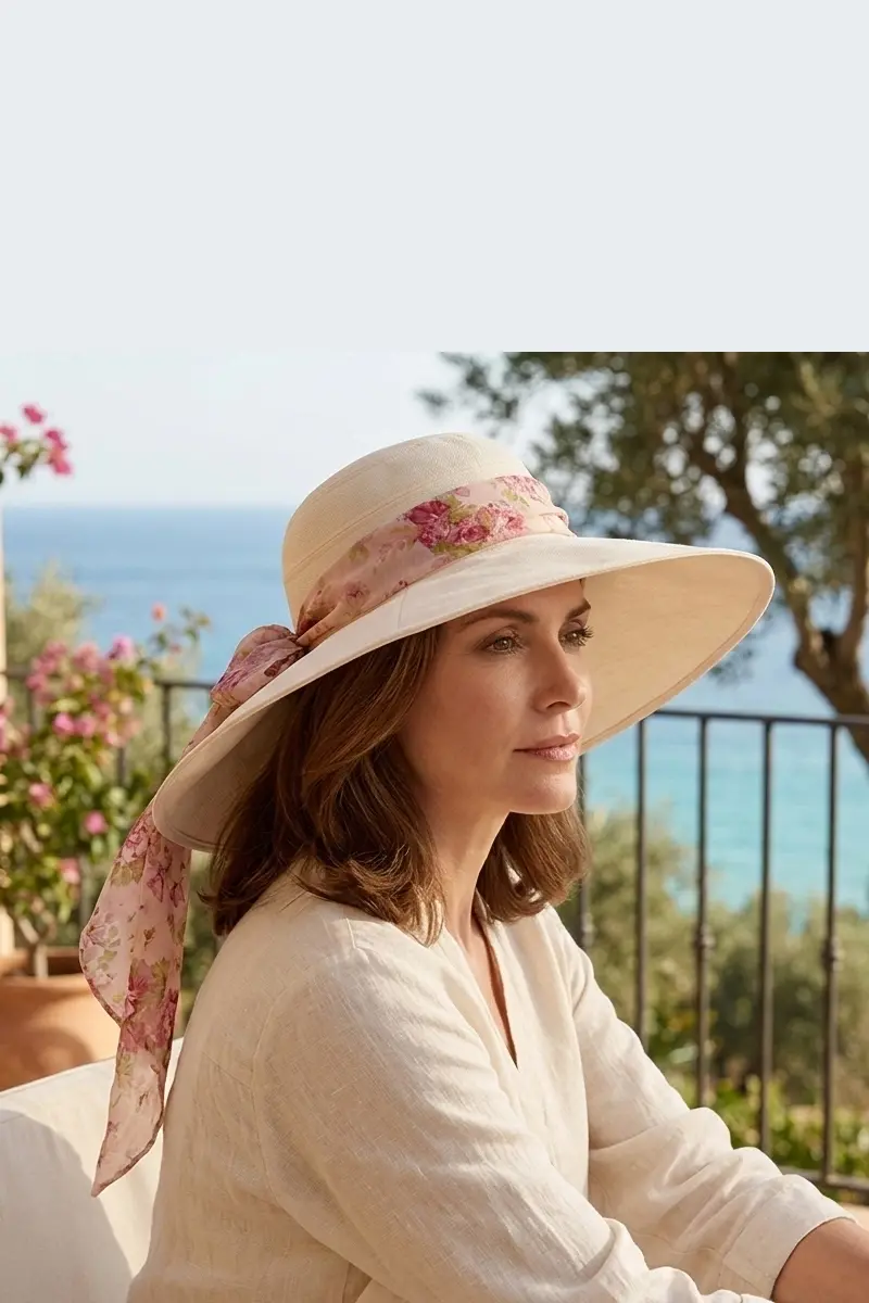 Bay Şapkacı -Geniş kenarlı plaj şapkası-pembe