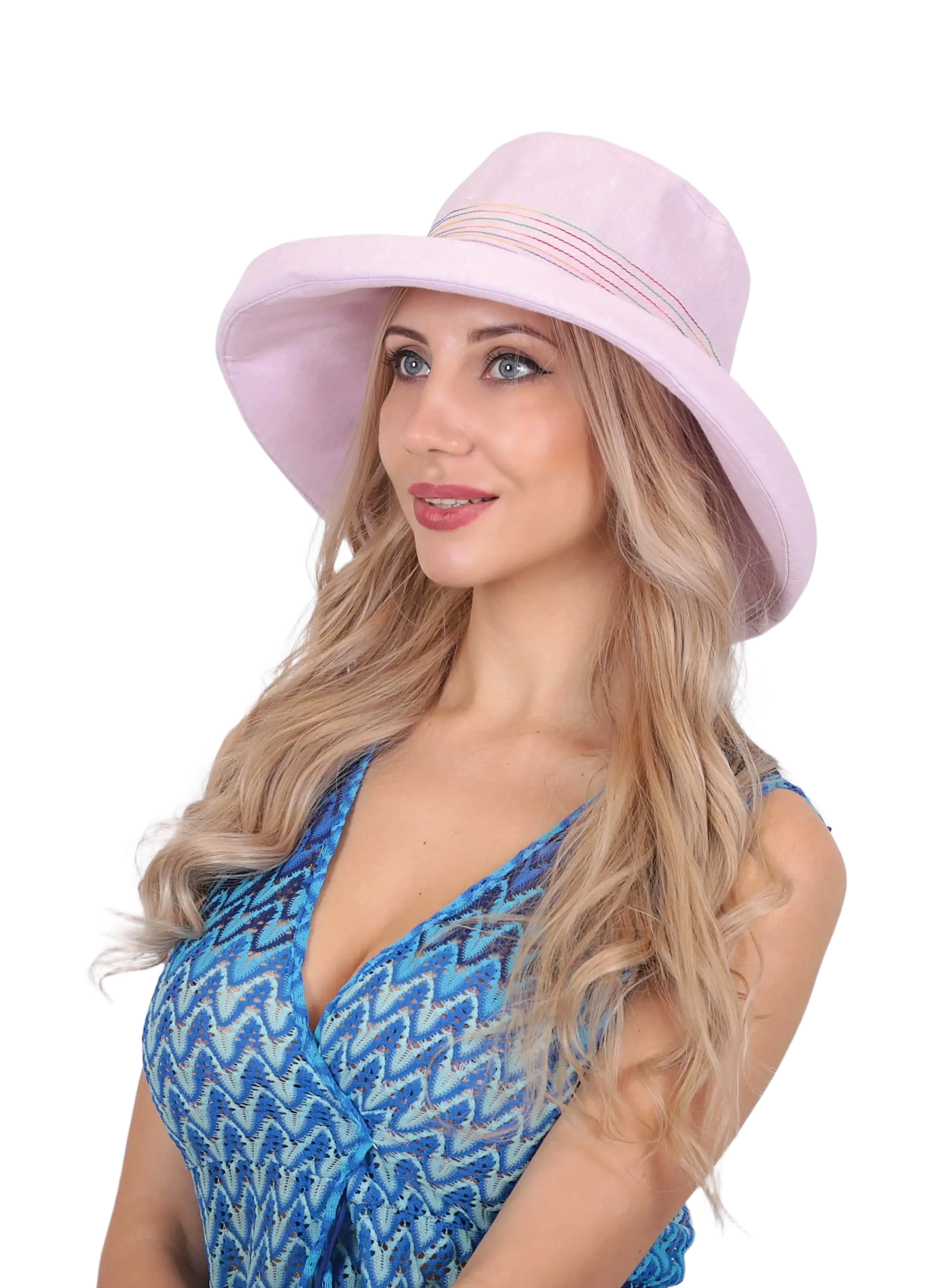 Renkli Dikişli Kadın Şapka 1311 lila