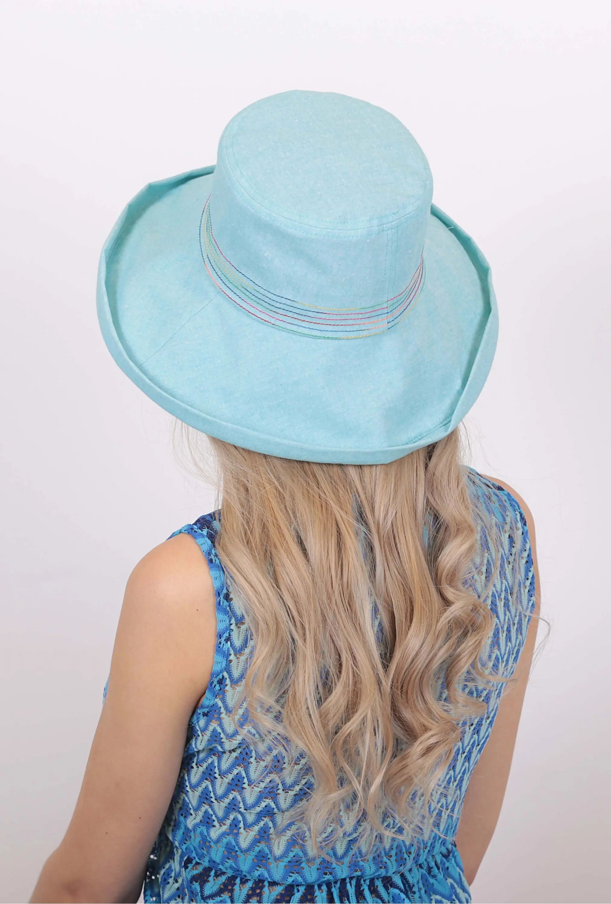 Renkli Dikişli Kadın Şapka 1311 turkuaz