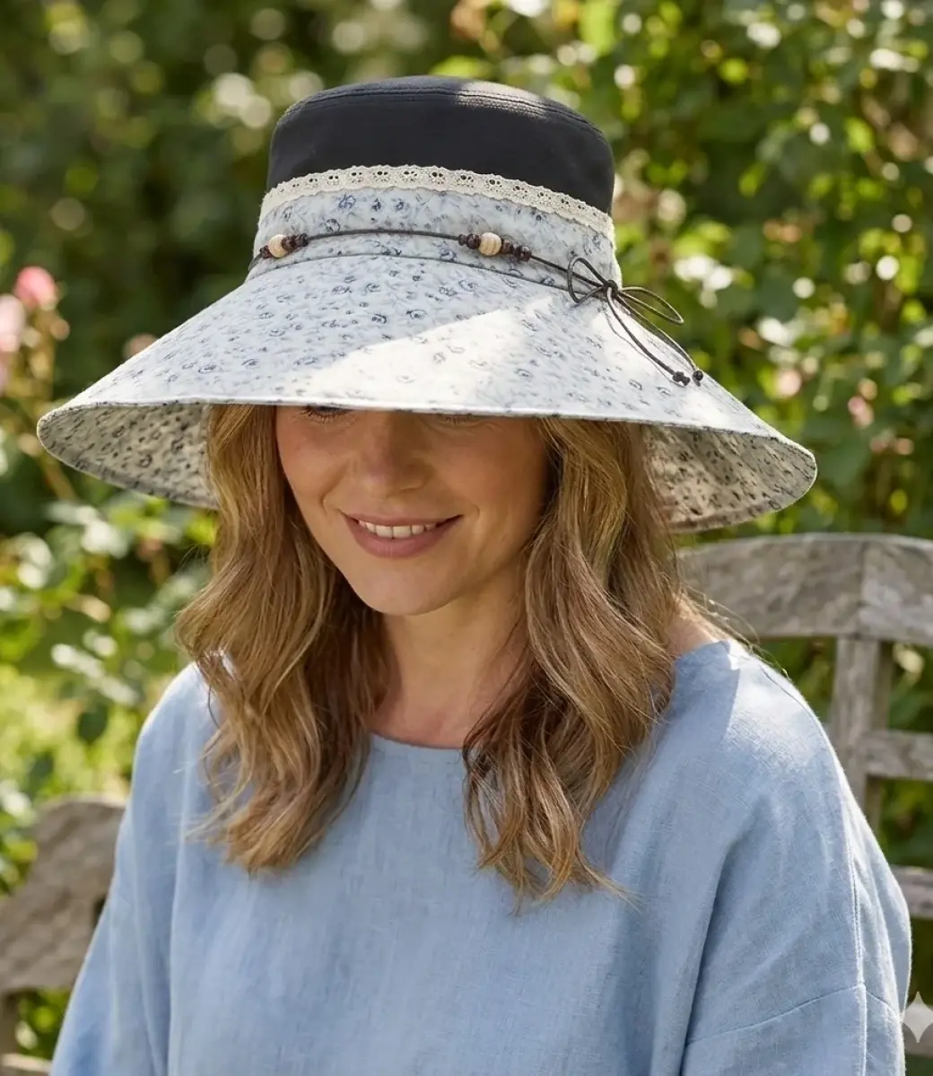 Bay Şapkacı -Geniş kenarlı plaj şapkası-siyah-1317