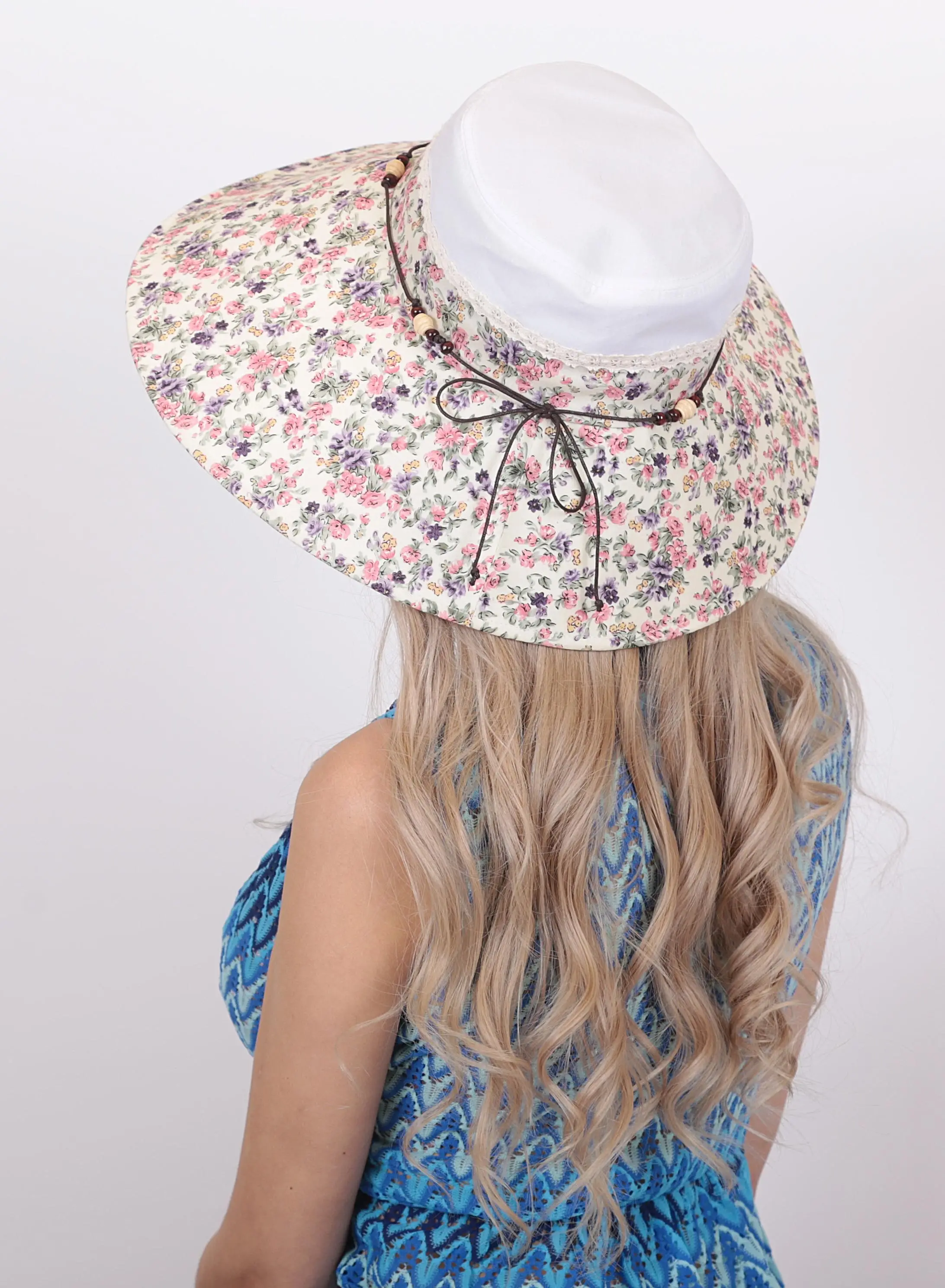 Bay Şapkacı -Geniş kenarlı plaj şapkası-Pembe