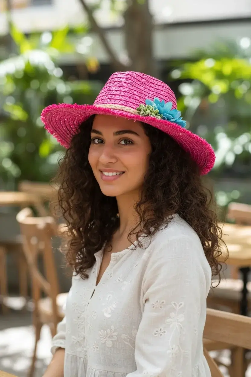 Geniş Kenarlı Hasır Şapka 1414