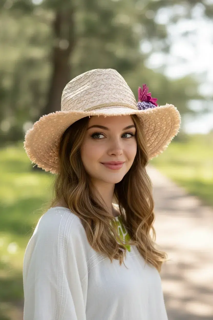 Geniş Kenarlı Hasır Şapka 1414