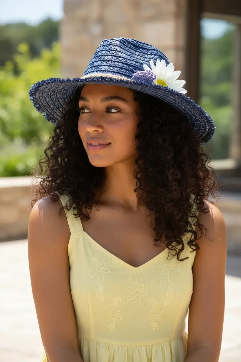 Geniş Kenarlı Hasır Şapka 1414