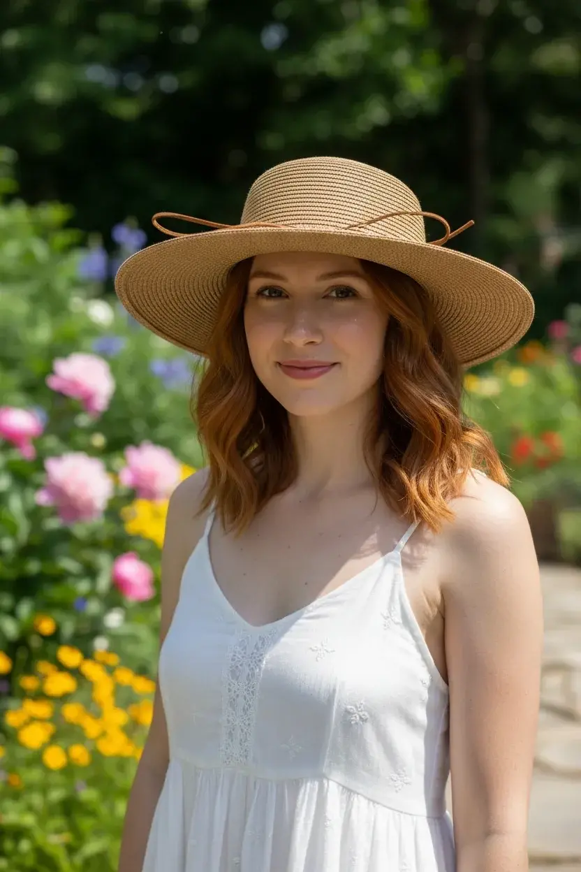 Bağcıklı Kadın Hasır Şapka 1437 bej