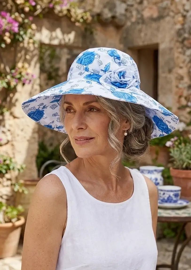 Çiçek Desenli Kadın Bermuda Şapka 1454