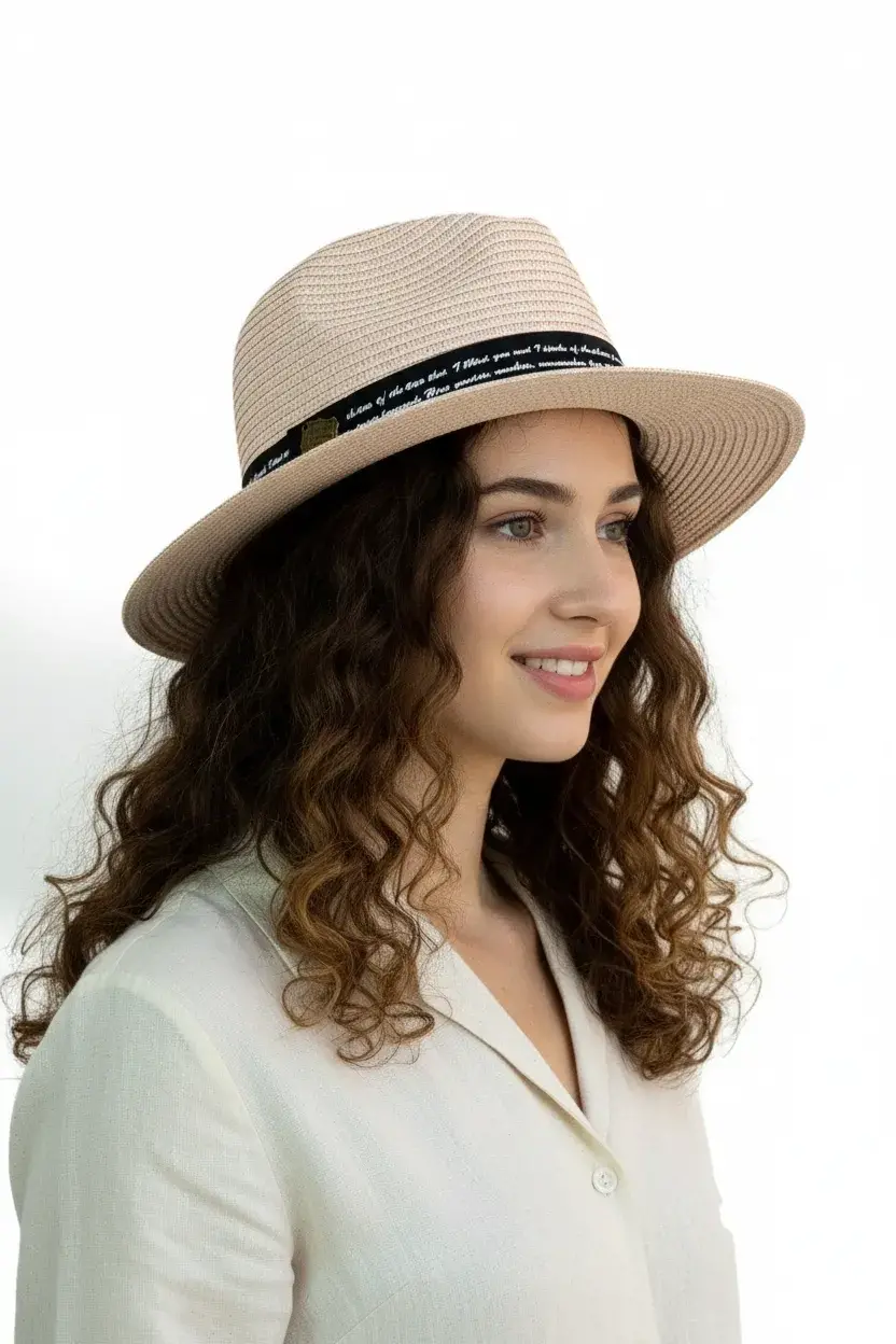 Yazılı Fötr Kadın Şapka 3240