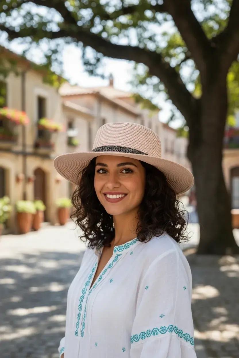 Işıltılı Bant Detaylı Modern Boater Kadın Plaj Şapkası 3855