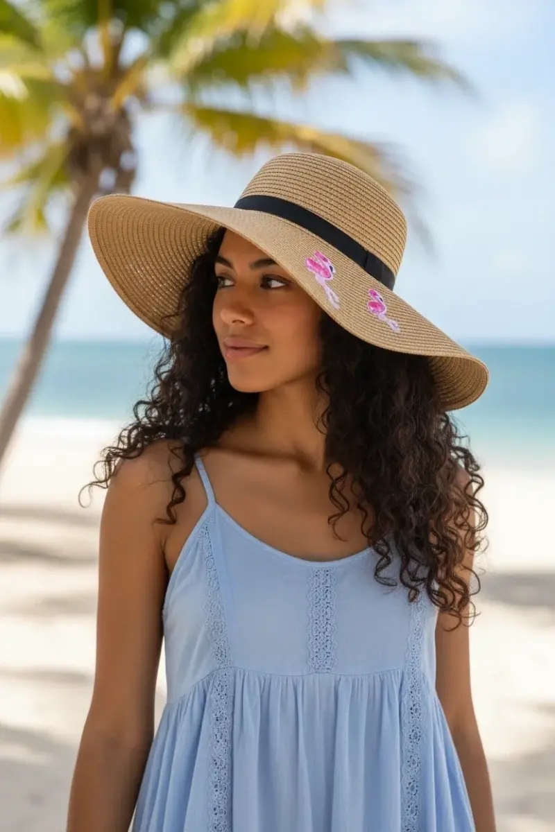 Flamingo Hasır Kadın Şapka 7046