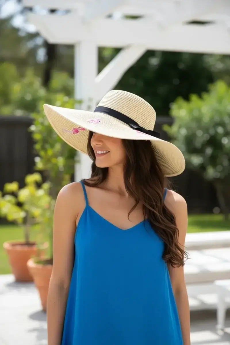 Flamingo Hasır Kadın Şapka 7046