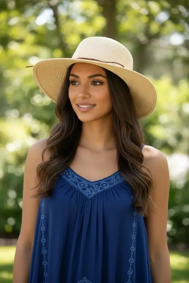 Geniş Kenarlı Hasır Kadın Şapka 3859