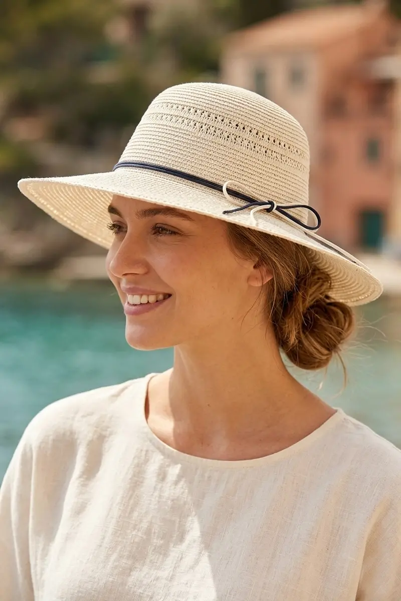 Geniş Kenarlı Hasır Kadın Şapka 3859