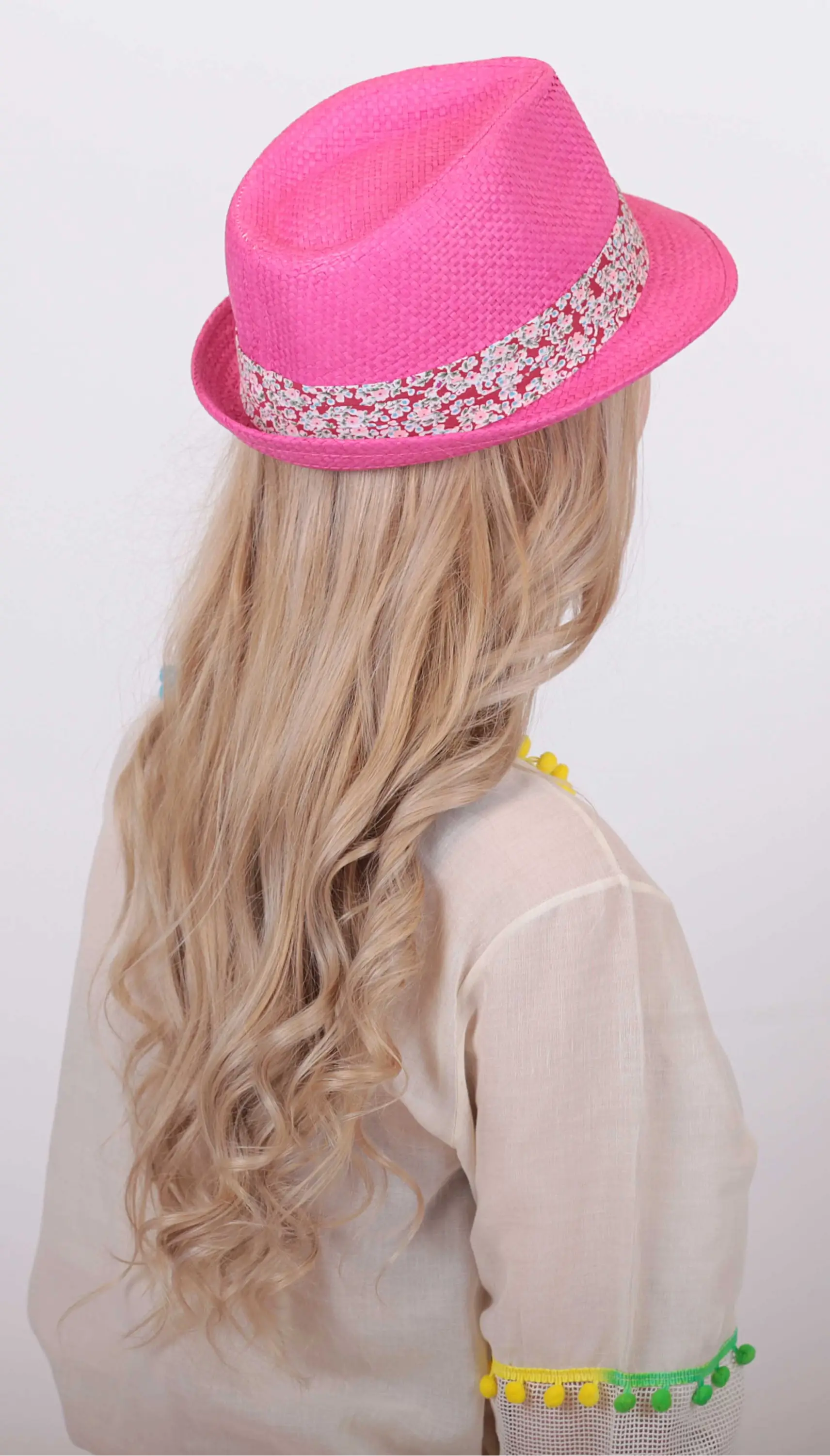 Yazlık Çiçek Desenli Fötr Kadın Şapka 6260