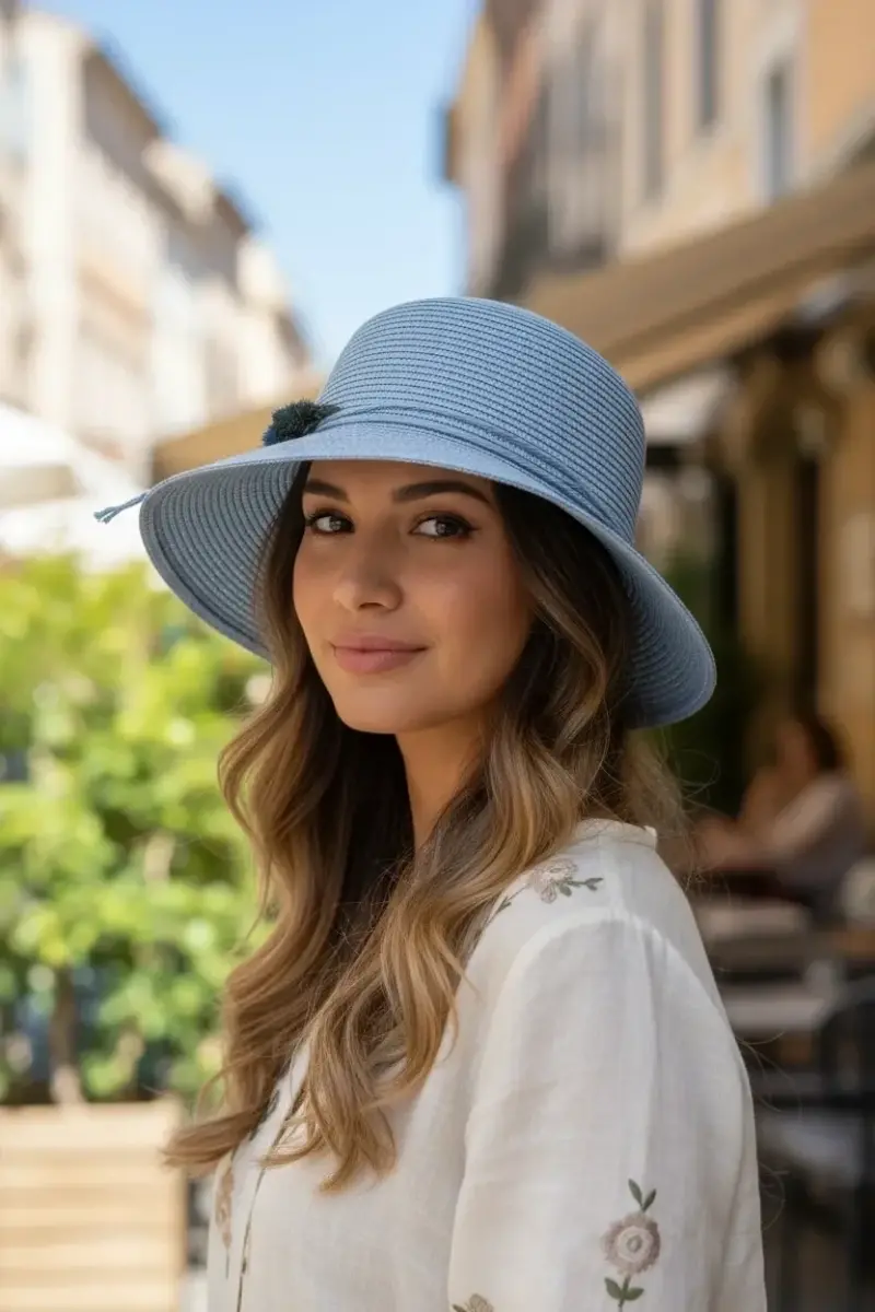 Kadın Hasır Şapka Zarif Detaylı Hasır Şapka - Bohem Esintili Güneş Koruması 3851