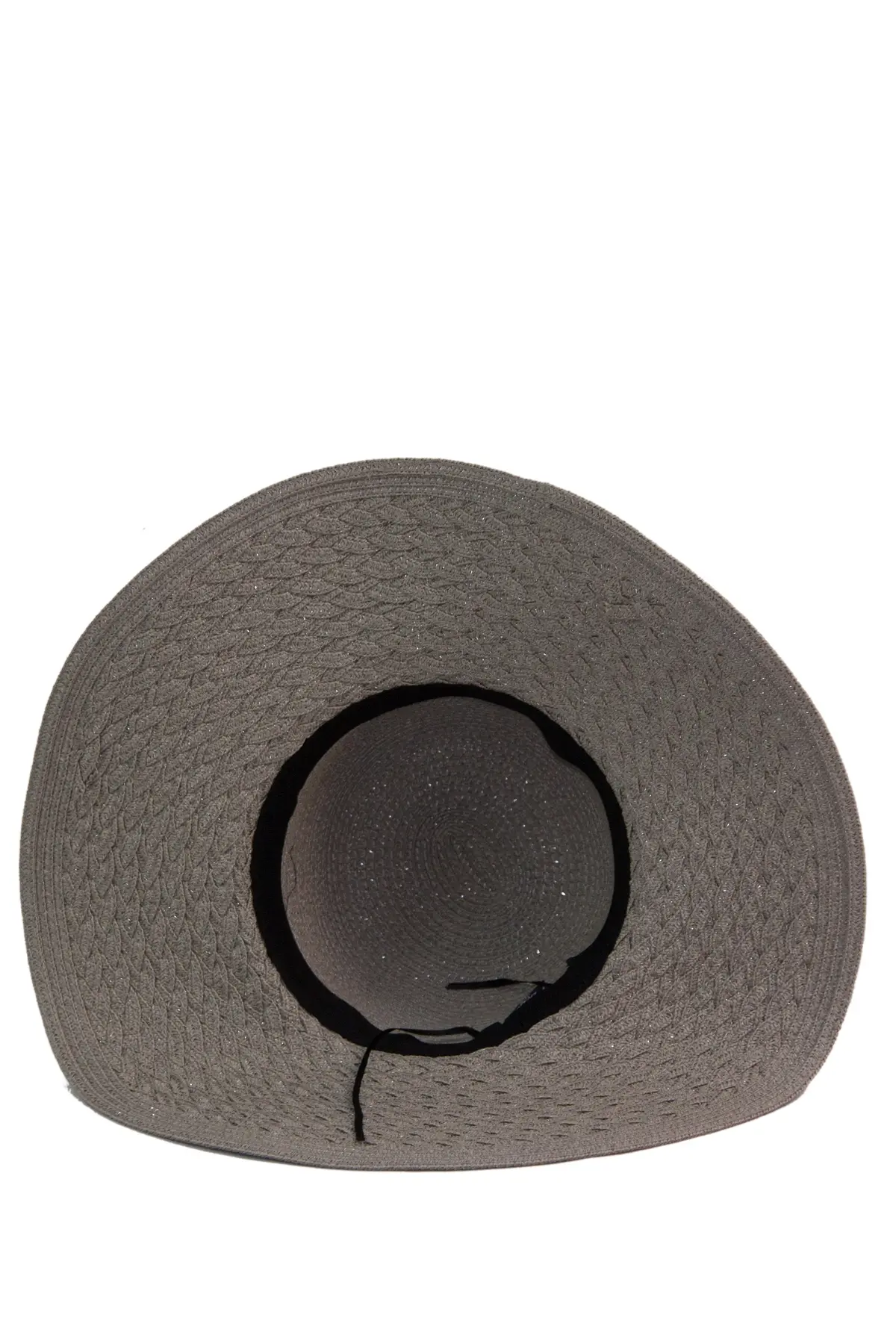 Gümüş Gri Marin Esintili Hasır Şapka ve Siyah-Beyaz Çizgili Plaj Çantası Seti  6240-1928