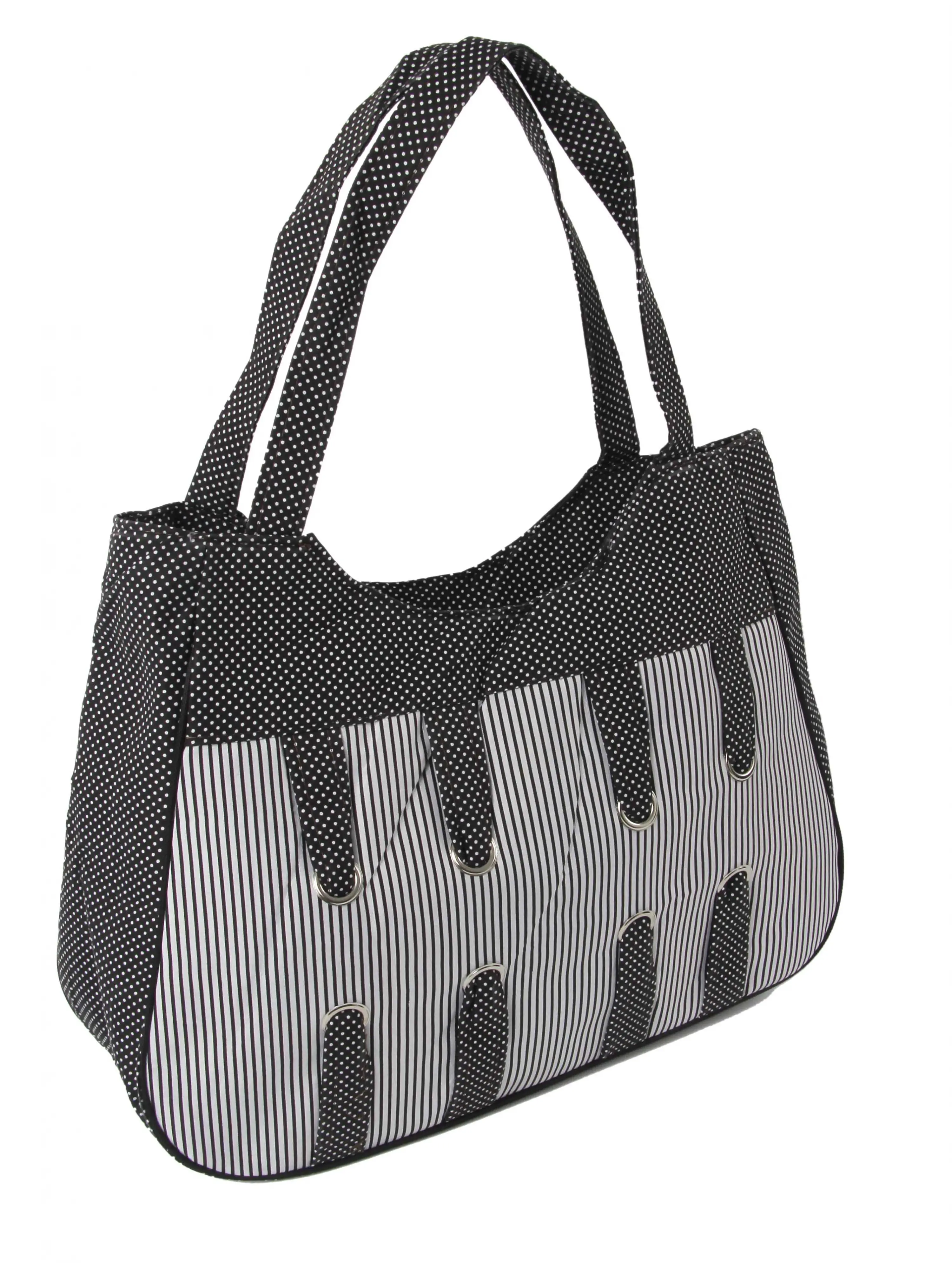 Bohem Çiçekli Hasır Şapka ve Puantiyeli/Çizgili Modern Çanta Seti 1317-1336